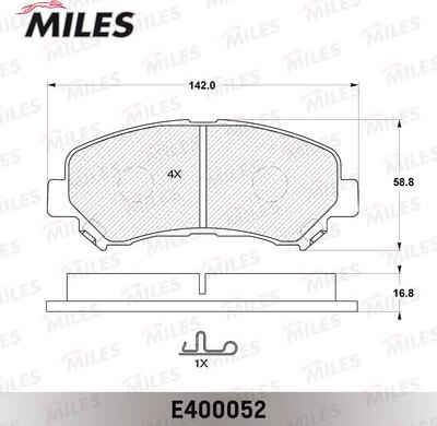 Miles E400052 - Тормозные колодки, дисковые, комплект autospares.lv