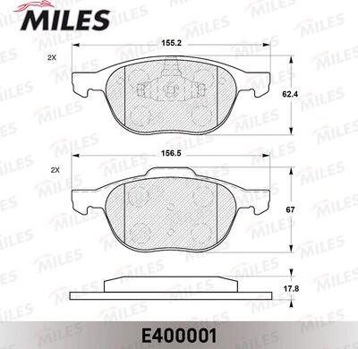 Miles E400001 - Тормозные колодки, дисковые, комплект autospares.lv