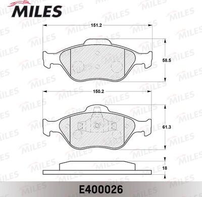 Miles E400026 - Тормозные колодки, дисковые, комплект autospares.lv