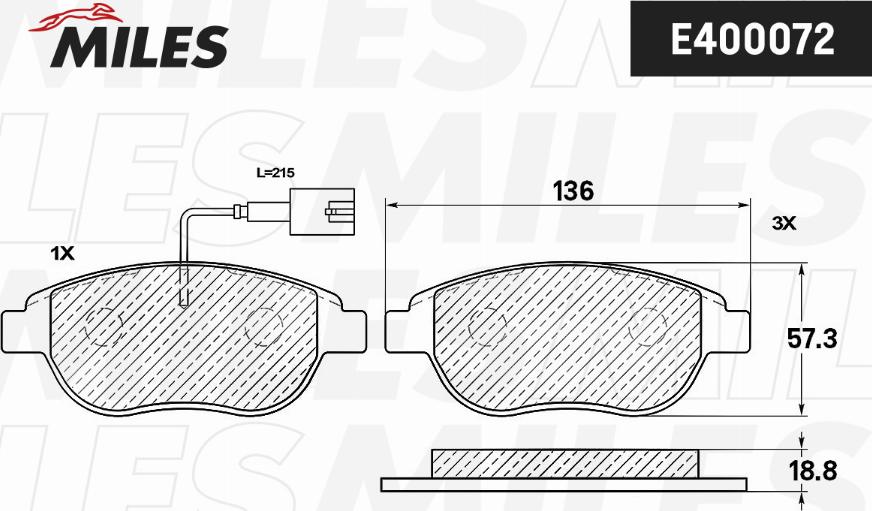 Miles E400072 - Тормозные колодки, дисковые, комплект autospares.lv