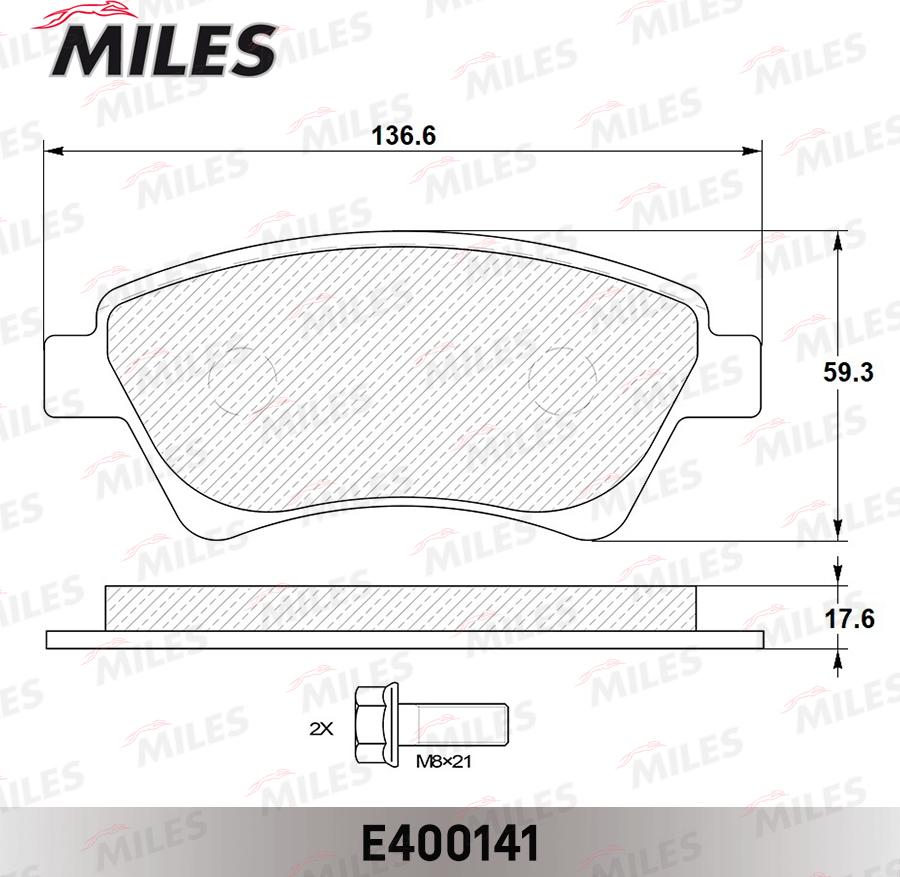 Miles E400141 - Тормозные колодки, дисковые, комплект autospares.lv