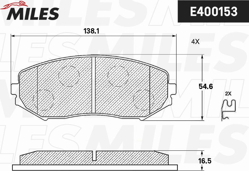 Miles E400153 - Тормозные колодки, дисковые, комплект autospares.lv