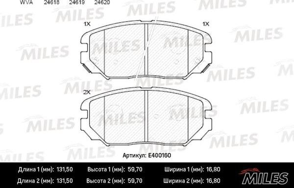 Miles E400160 - Тормозные колодки, дисковые, комплект autospares.lv