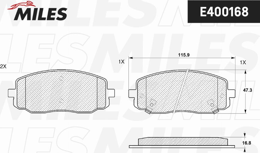 Miles E400168 - Тормозные колодки, дисковые, комплект autospares.lv