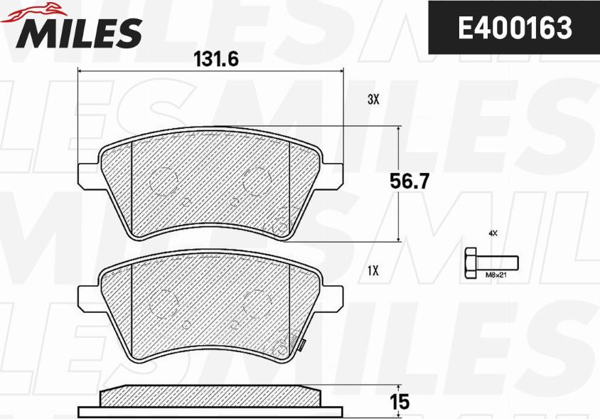 Miles E400163 - Тормозные колодки, дисковые, комплект autospares.lv