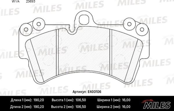 Miles E400106 - Тормозные колодки, дисковые, комплект autospares.lv