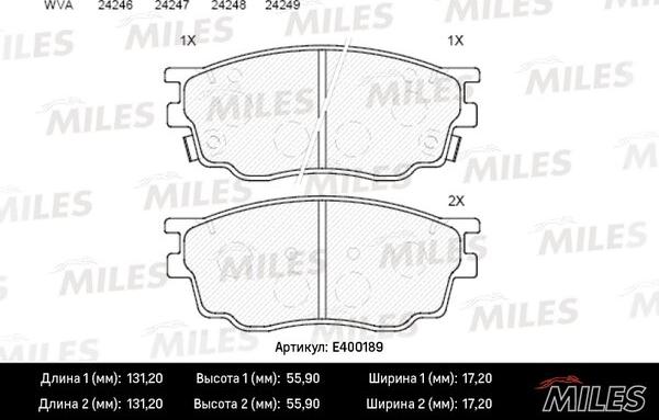 Miles E400189 - Тормозные колодки, дисковые, комплект autospares.lv