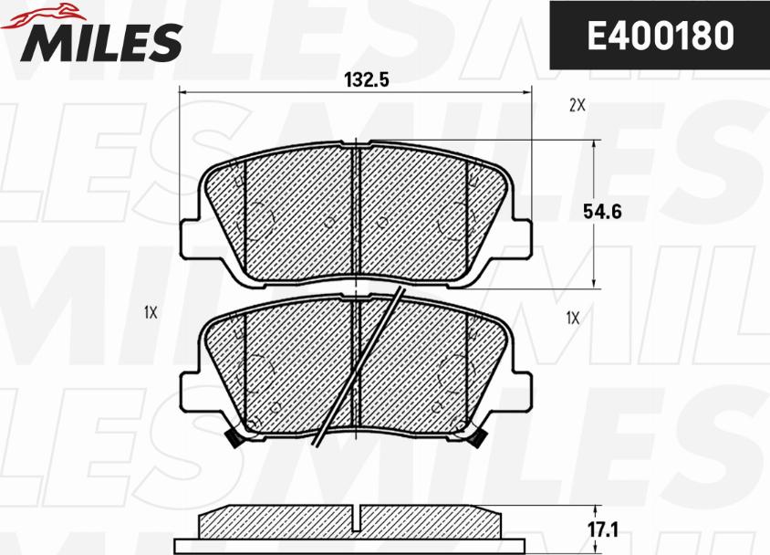 Miles E400180 - Тормозные колодки, дисковые, комплект autospares.lv