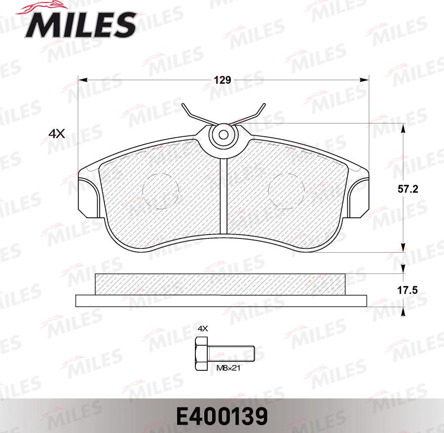 Miles E400139 - Тормозные колодки, дисковые, комплект autospares.lv