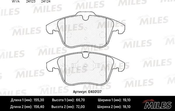 Miles E400137 - Тормозные колодки, дисковые, комплект autospares.lv