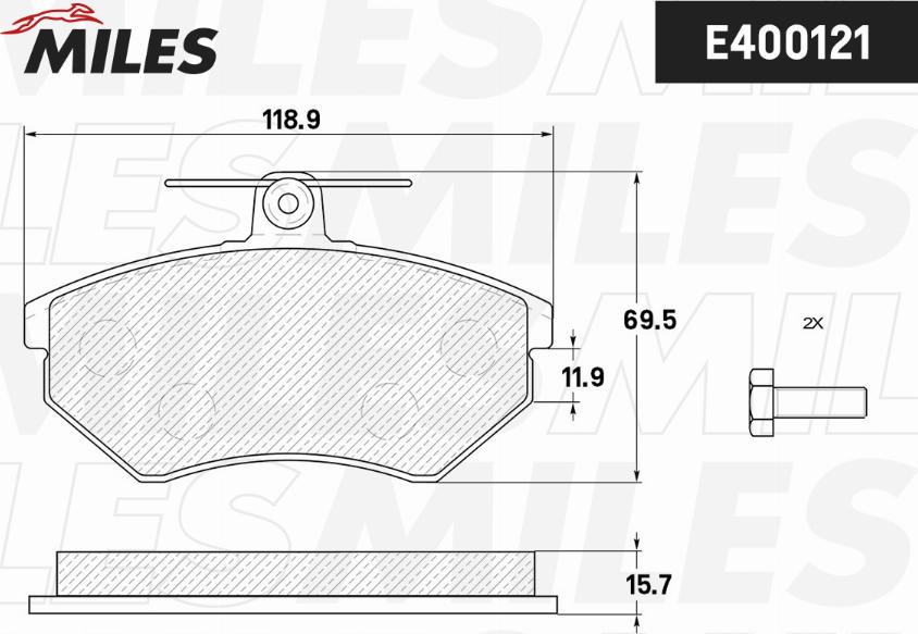 Miles E400121 - Тормозные колодки, дисковые, комплект autospares.lv