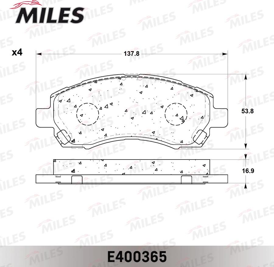 Miles E400365 - Тормозные колодки, дисковые, комплект autospares.lv