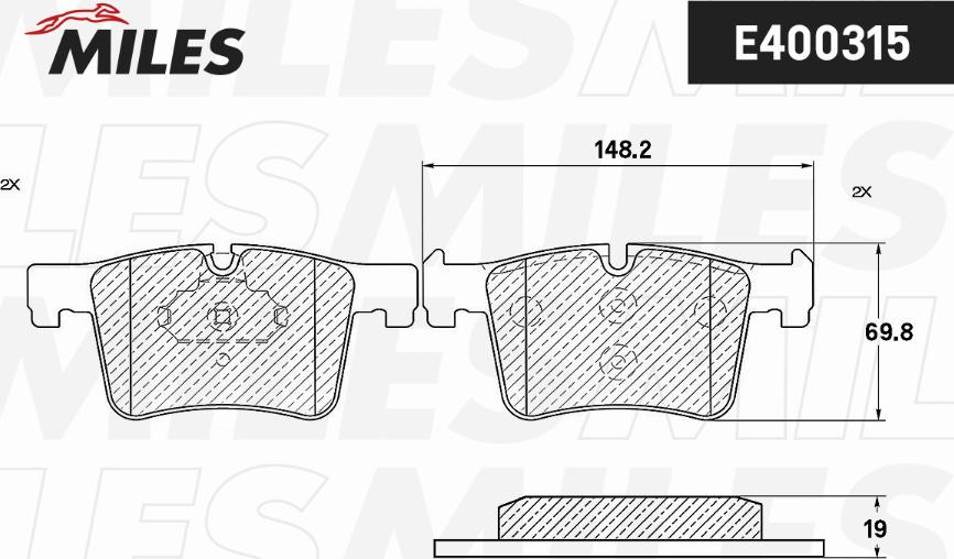 Miles E400315 - Тормозные колодки, дисковые, комплект autospares.lv