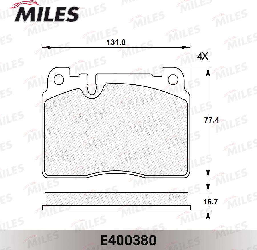 Miles E400380 - Тормозные колодки, дисковые, комплект autospares.lv