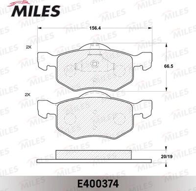 Miles E400374 - Тормозные колодки, дисковые, комплект autospares.lv