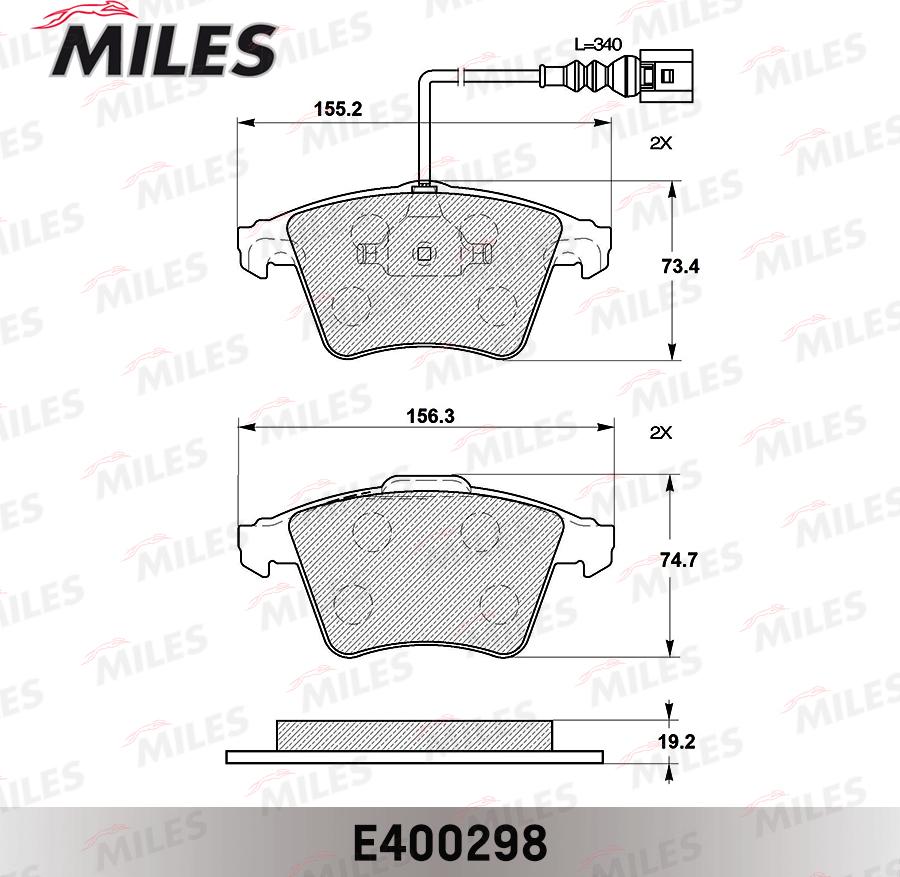 Miles E400298 - Тормозные колодки, дисковые, комплект autospares.lv