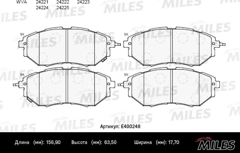 Miles E400248 - Тормозные колодки, дисковые, комплект autospares.lv