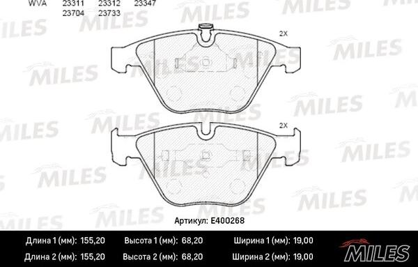 Miles E400268 - Тормозные колодки, дисковые, комплект autospares.lv