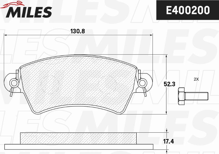 Miles E400200 - Тормозные колодки, дисковые, комплект autospares.lv