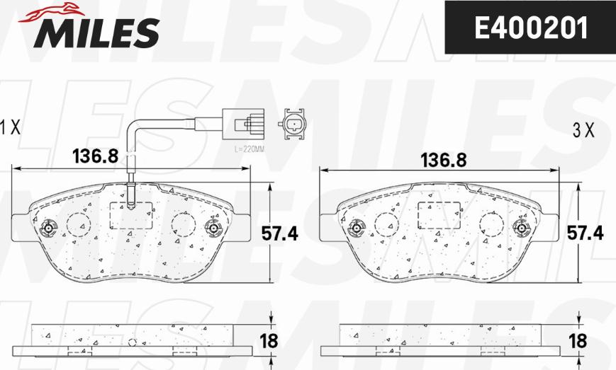 Miles E400201 - Тормозные колодки, дисковые, комплект autospares.lv