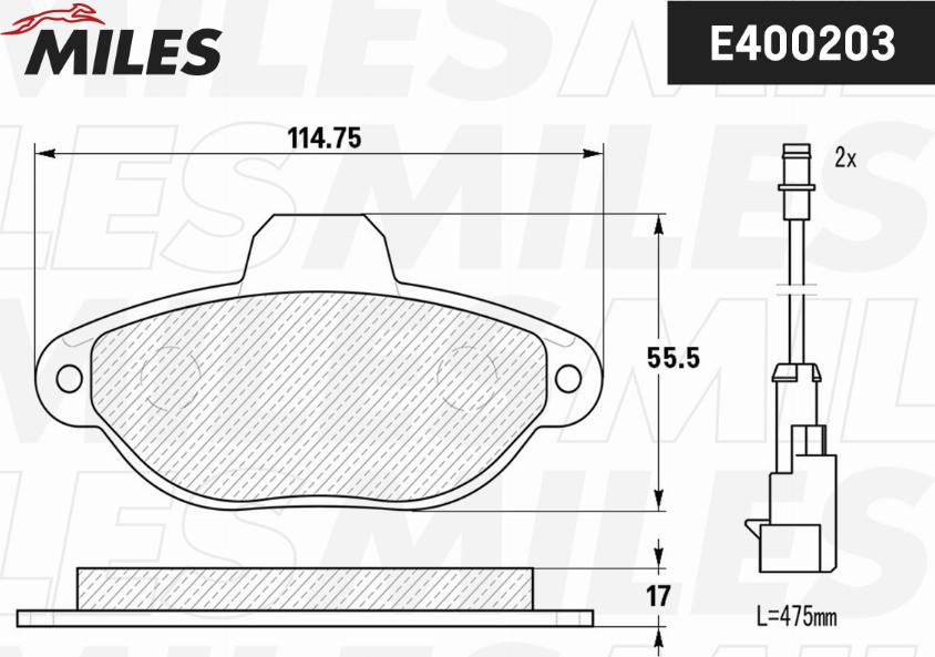 Miles E400203 - Тормозные колодки, дисковые, комплект autospares.lv