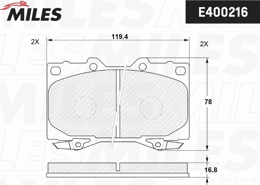 Miles E400216 - Тормозные колодки, дисковые, комплект autospares.lv