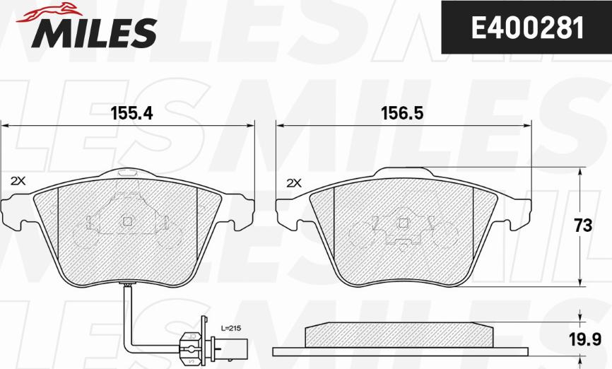 Miles E400281 - Тормозные колодки, дисковые, комплект autospares.lv