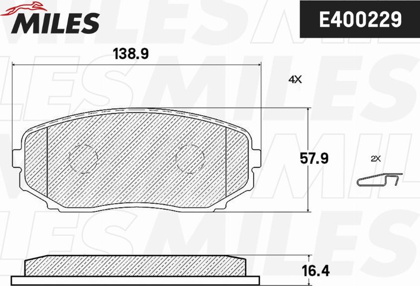 Miles E400229 - Тормозные колодки, дисковые, комплект autospares.lv