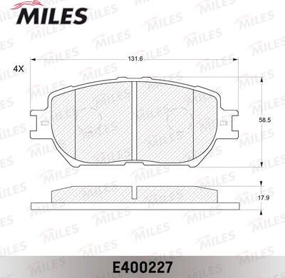 Miles E400227 - Тормозные колодки, дисковые, комплект autospares.lv