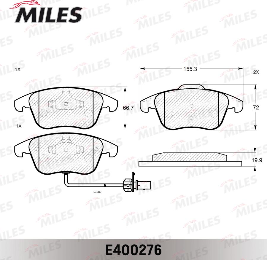 Miles E400276 - Тормозные колодки, дисковые, комплект autospares.lv