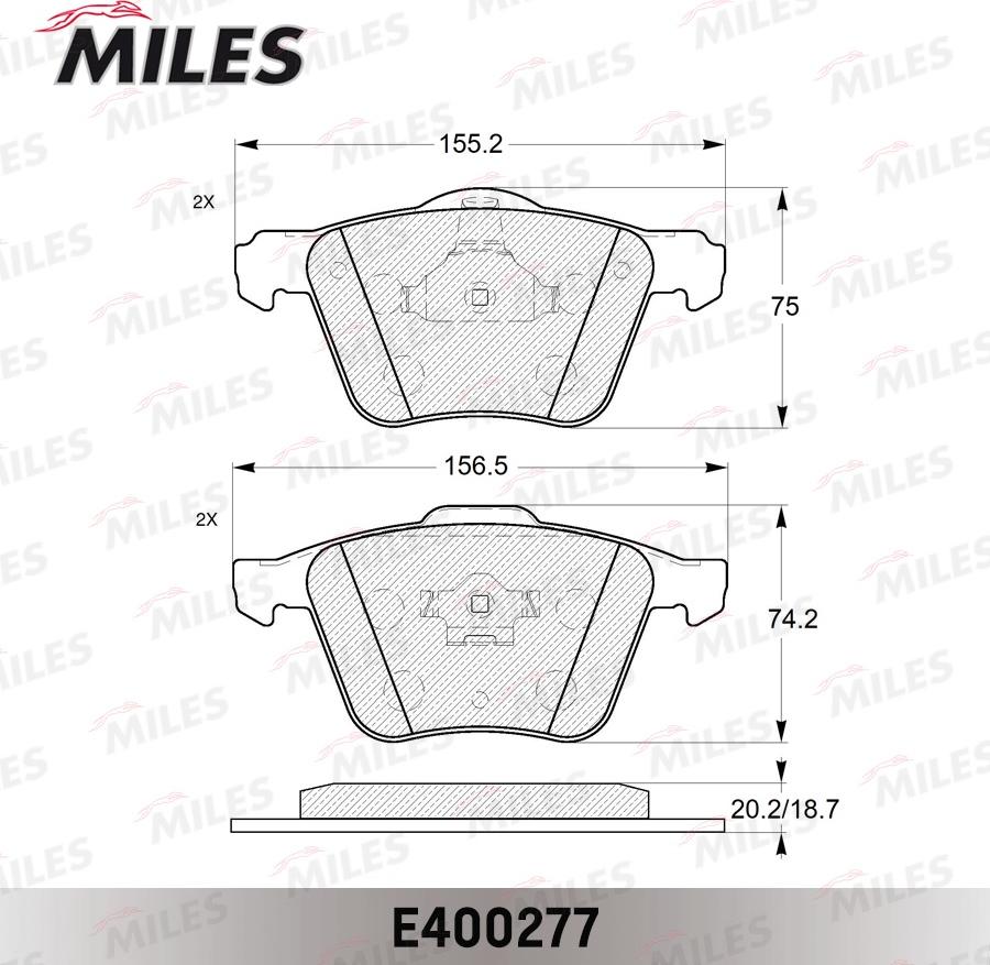 Miles E400277 - Тормозные колодки, дисковые, комплект autospares.lv