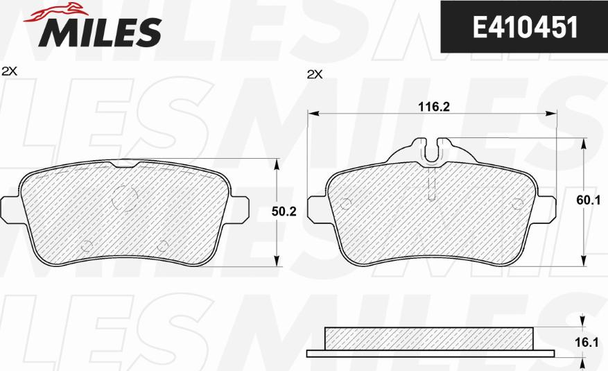 Miles E410451 - Тормозные колодки, дисковые, комплект autospares.lv