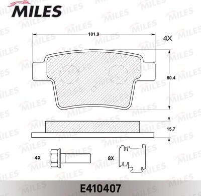 Miles E410407 - Тормозные колодки, дисковые, комплект autospares.lv