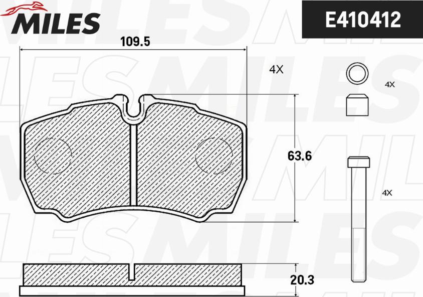 Miles E410412 - Тормозные колодки, дисковые, комплект autospares.lv