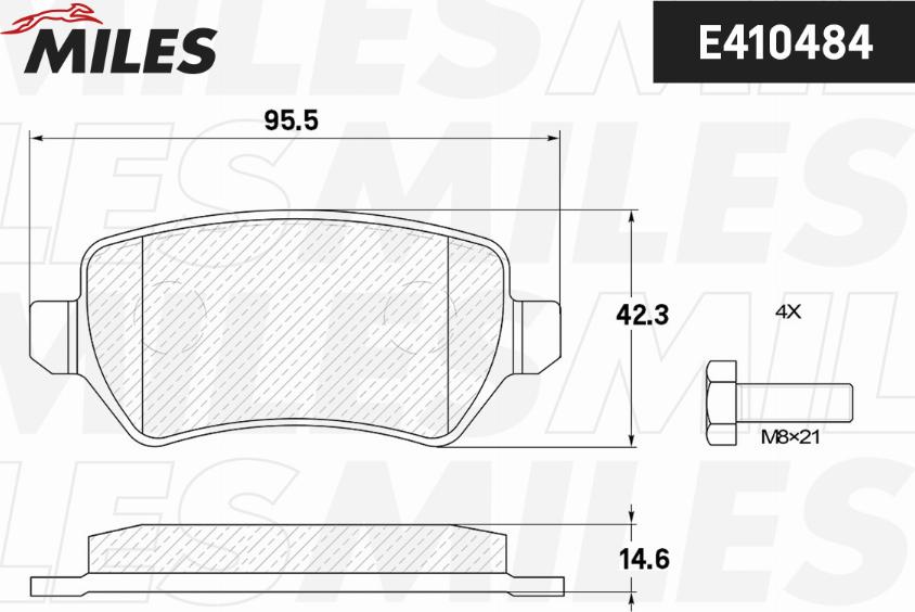 Miles E410484 - Тормозные колодки, дисковые, комплект autospares.lv