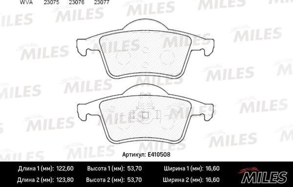 Miles E410508 - Тормозные колодки, дисковые, комплект autospares.lv