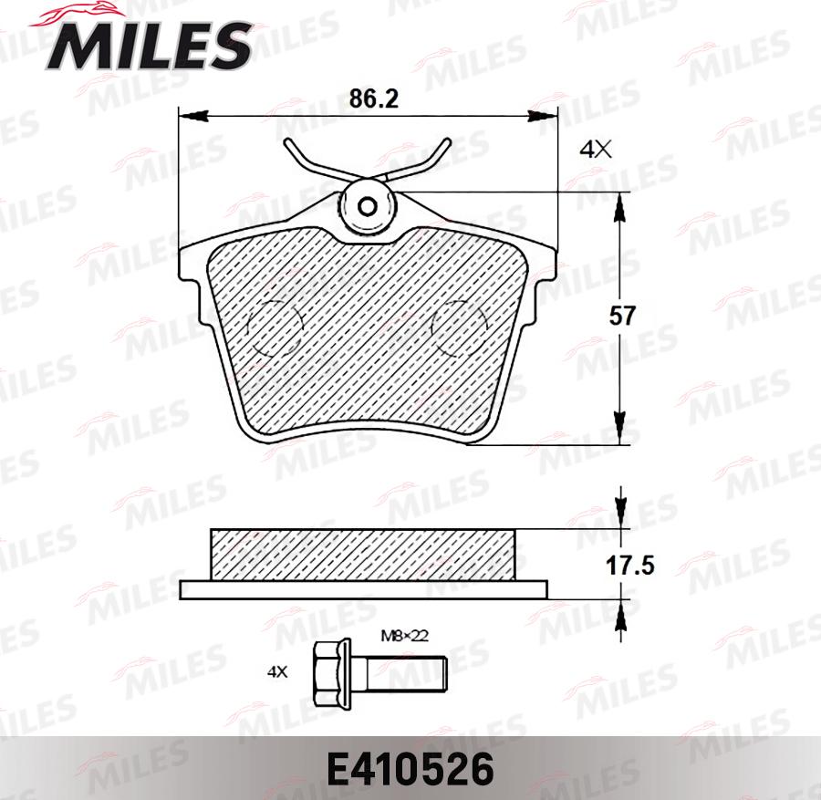 Miles E410526 - Тормозные колодки, дисковые, комплект autospares.lv