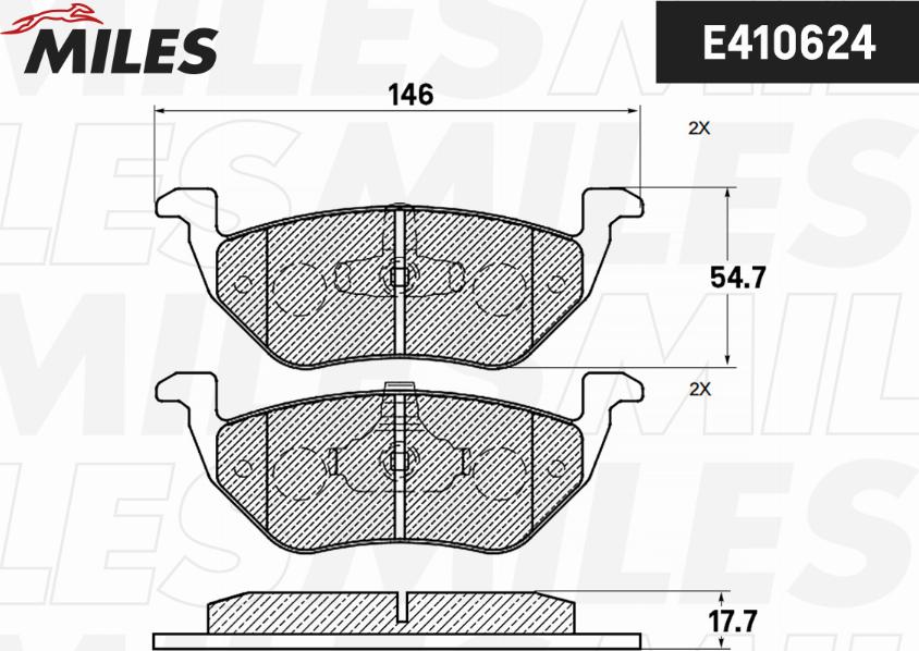 Miles E410624 - Тормозные колодки, дисковые, комплект autospares.lv