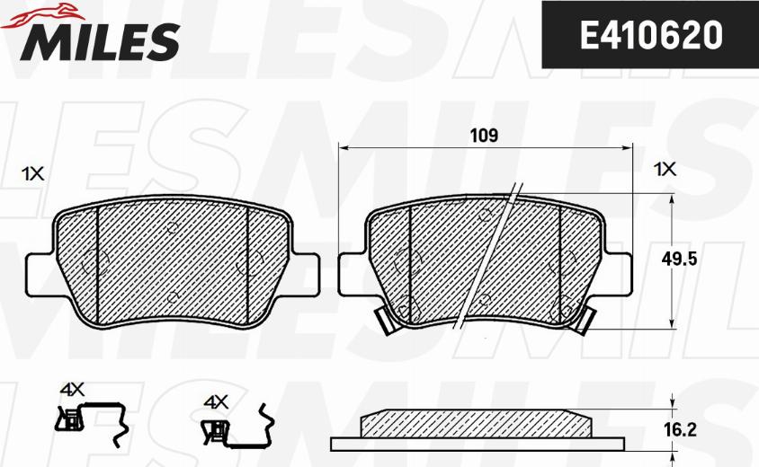 Miles E410620 - Тормозные колодки, дисковые, комплект autospares.lv