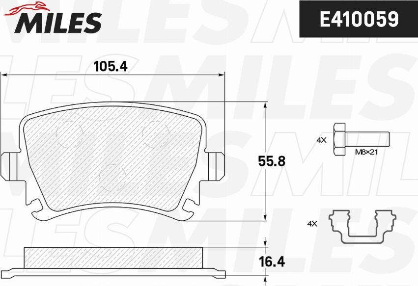 Miles E410059 - Тормозные колодки, дисковые, комплект autospares.lv