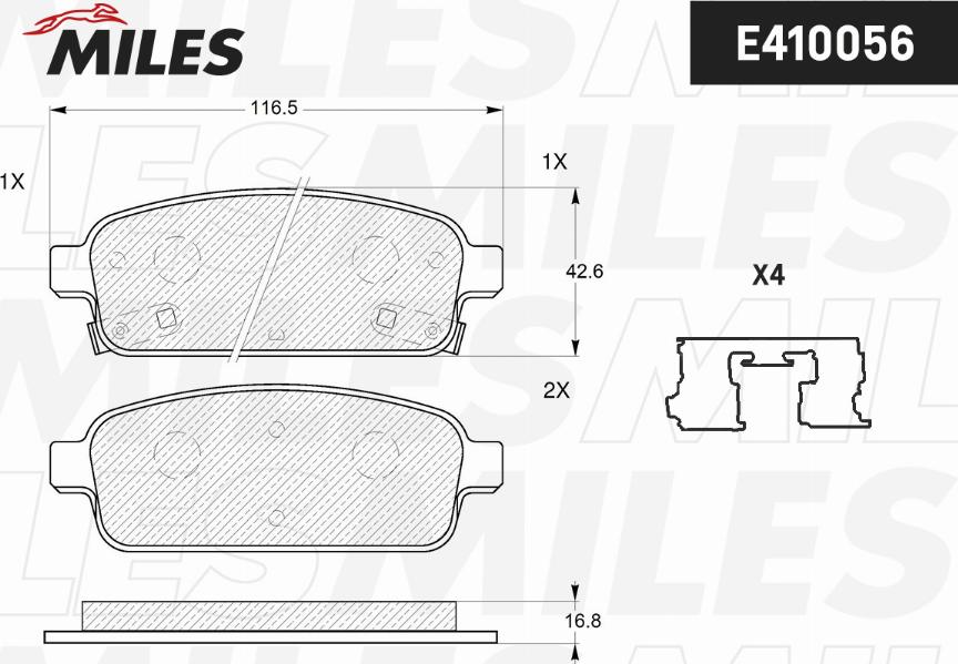 Miles E410056 - Тормозные колодки, дисковые, комплект autospares.lv