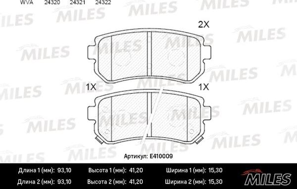 Miles E410009 - Тормозные колодки, дисковые, комплект autospares.lv