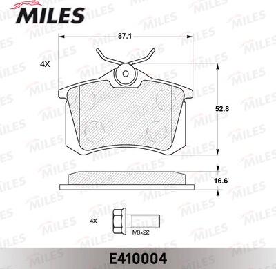 Miles E410004 - Тормозные колодки, дисковые, комплект autospares.lv