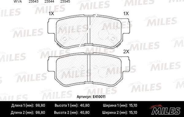 Miles E410011 - Тормозные колодки, дисковые, комплект autospares.lv