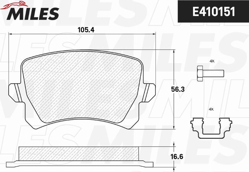 Miles E410151 - Тормозные колодки, дисковые, комплект autospares.lv