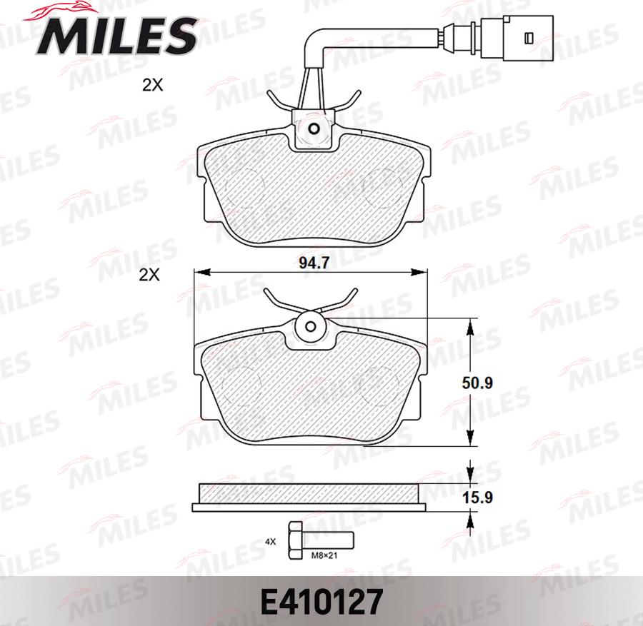 Miles E410127 - Тормозные колодки, дисковые, комплект autospares.lv