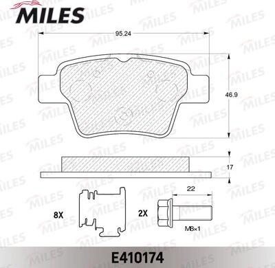 Miles E410174 - Тормозные колодки, дисковые, комплект autospares.lv