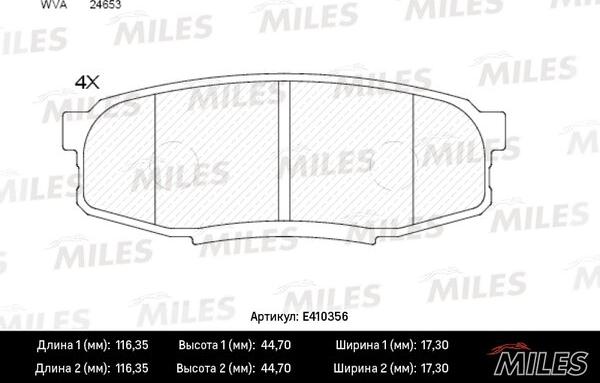 Miles E410356 - Тормозные колодки, дисковые, комплект autospares.lv