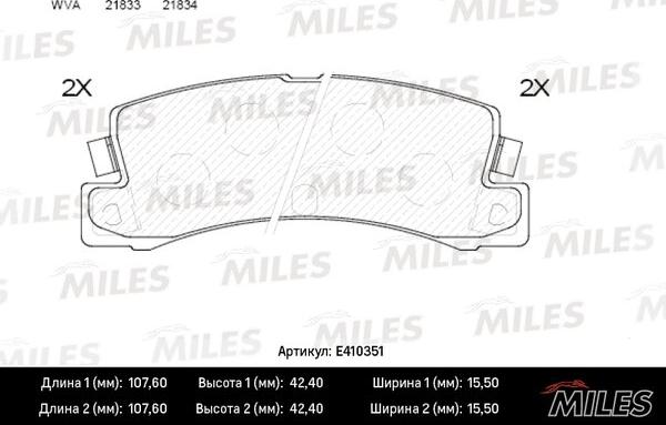 Miles E410351 - Тормозные колодки, дисковые, комплект autospares.lv