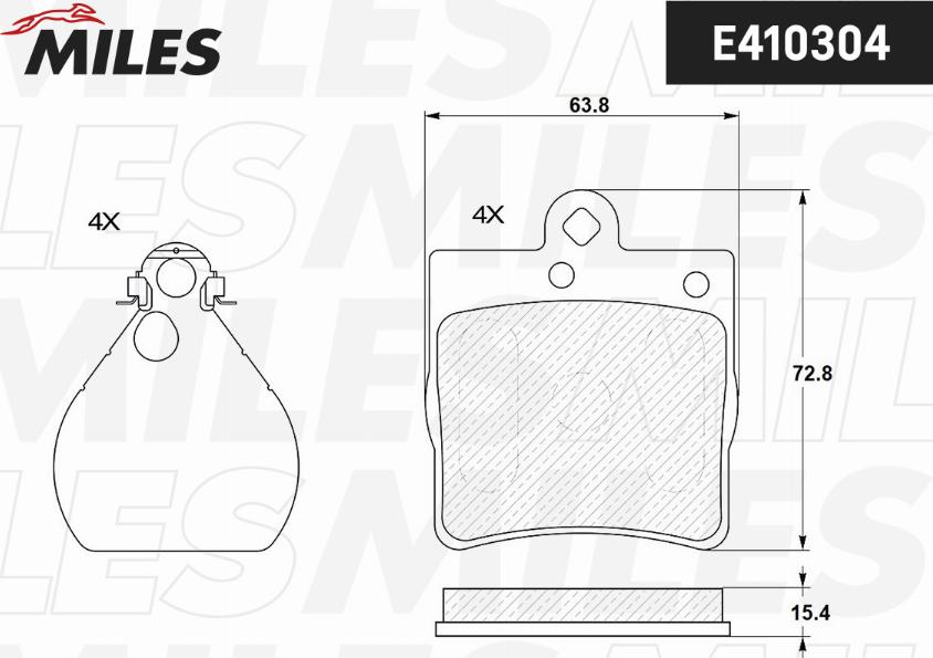 Miles E410304 - Тормозные колодки, дисковые, комплект autospares.lv